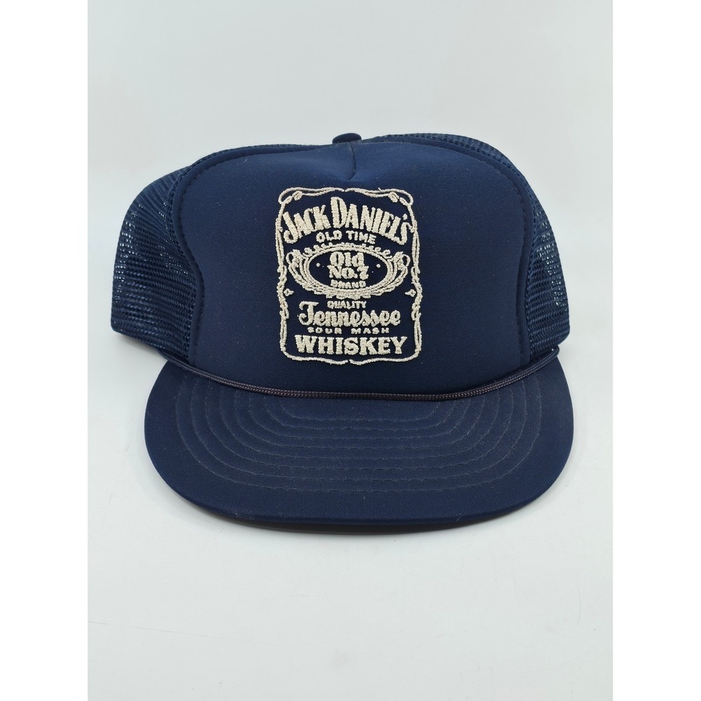 Vintage Jack Daniels Whiskey Trucker‎ Hat Navy Blue OTTO CAP Snapback Mesh Cap